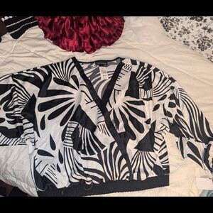 Ashley Stewart Black and White Zebra Print Blouse